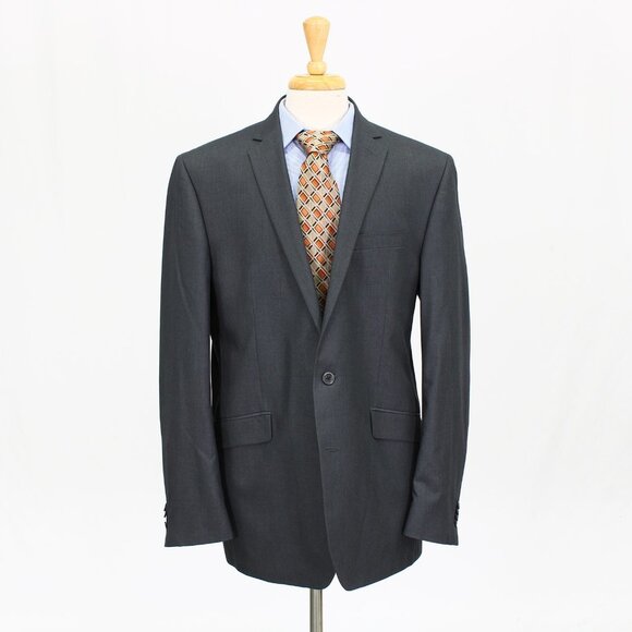Kenneth Cole Other - Kenneth Cole 46L Gray Solid 2-Button Sport Coat Blazer Jacket V354